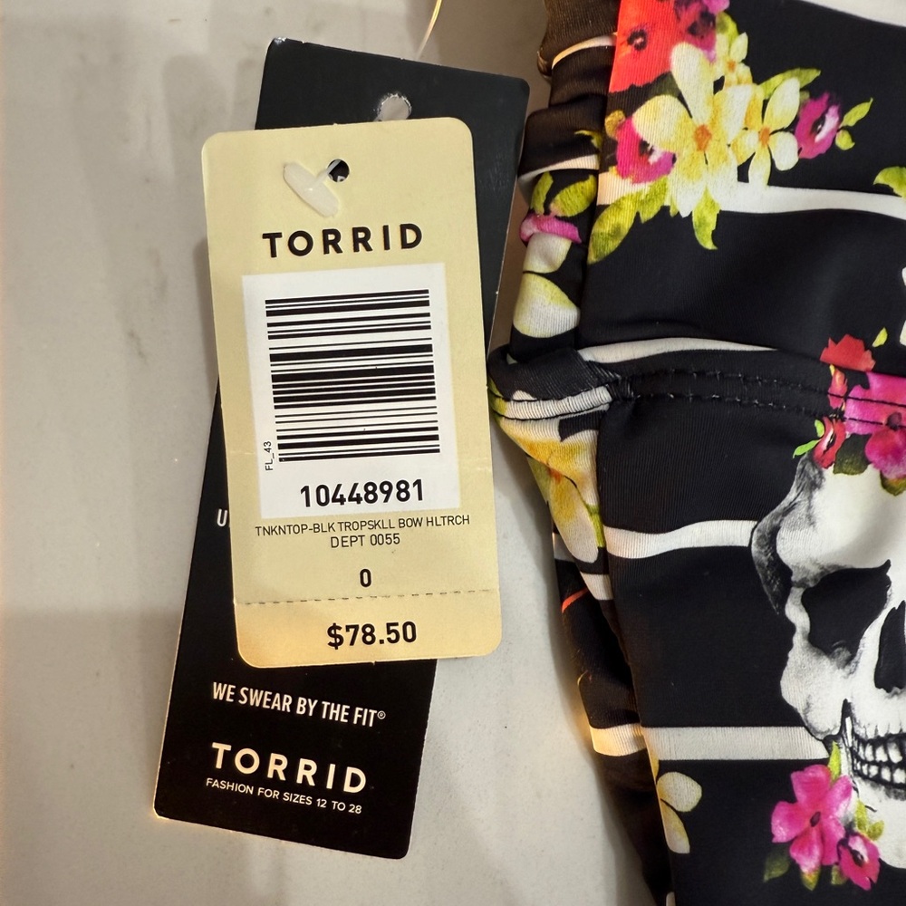 Floral Skull Print Tankini Top Size 0 (XL) NEW - Picture 5 of 5